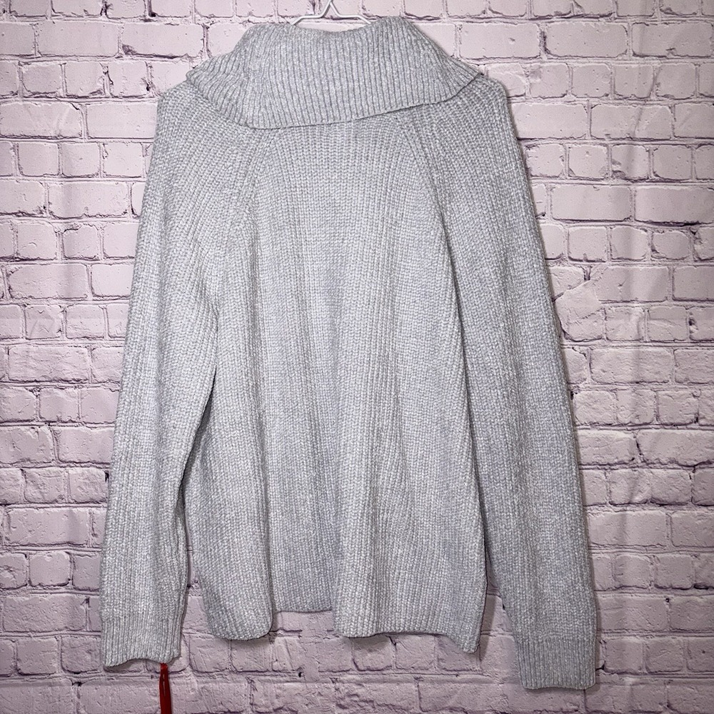 Ruby Rd Womens 1X Gray Knit Chunky Cowl Neck Super Soft Sweater Sweatshirt - Picture 2 of 4